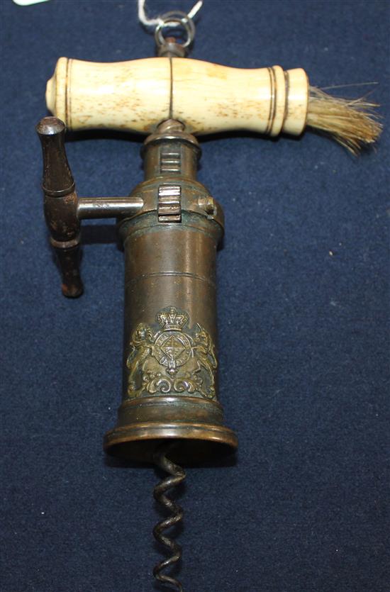 A Victorian Thomason type barrel corkscrew, 4in.